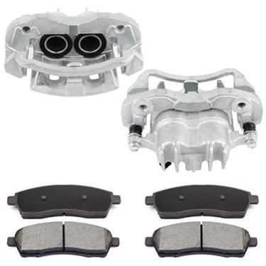 Imagem de SCITOO Kit de freio traseiro esquerdo e direito [4] Pastilhas de freio [2] Pinças de disco de freio com suporte compatíveis com 2000-2004 para Ford para F-250 Super Duty