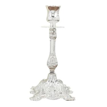 Imagem de Ｂｅｓｇａ Suporte de vela de metal para candelabro, peça central, castiçal simples, suporte decorativo para velas, para decoração de bar, mesa de jantar, Prata
