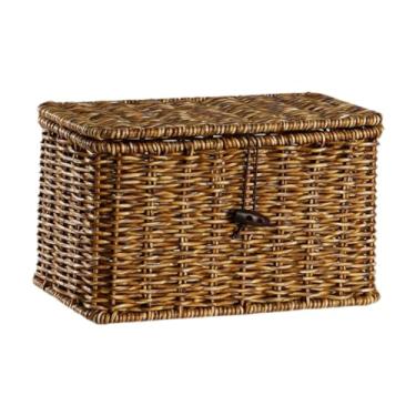 Imagem de MotiveTech Cesta de armazenamento com tampa, organizadora de decoração, cesta de prateleira para armário, vestiário, escritório, banheiro, 24 Cm X 14 Cm X 14