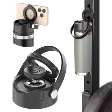 Imagem de Versafactor Tampa WaterLink MagSafe compatível com YETI Rambler Chug Cap, suporte AirTag, suporte magnético para telefone (preto, com alça)