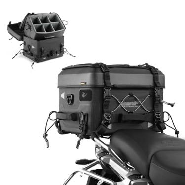 Imagem de Rhinowalk Combo de bolsa traseira de motocicleta à prova d'água – Capa superior rígida de 36L com inserção de câmera à prova de choque de 22L para DSLR/equipamento de drone – Bagagem fotográfica