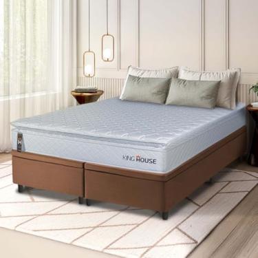 Imagem de Conjunto Box Baú Marrom Luanda Branco Espuma D28 Queen 158x198x69 - King House