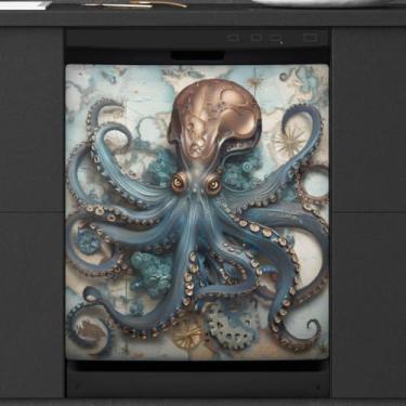 Imagem de Capa magnética de polvo para lava-louças adesivos magnéticos reutilizáveis capas de porta de lava-louças 53 cm L x 66 cm A adesivos de painel de máquina de lavar roupa decoração de cozinha para casa