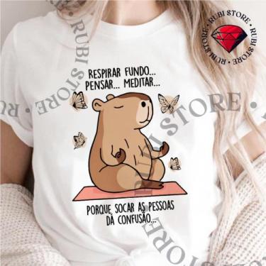 Imagem de Camiseta do P ao G2 Capivara Zen Meditando - Mina Store, Branco, GG