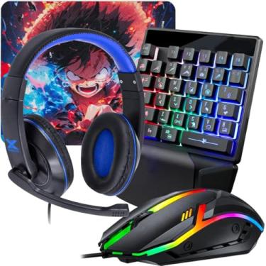 Imagem de Mageon Kit Gamer Periféricos com Teclado Uma Mão RGB, Headset, Mouse 1600 DPI e Hub USB 4 Portas (Azul, Tipo C) - Forte Sul