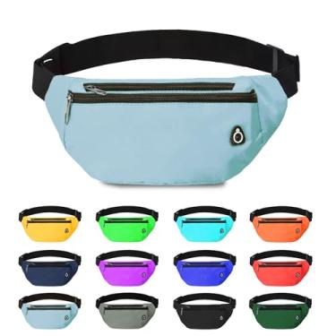 Imagem de Pochete para mulheres e homens, pochete transversal resistente à água esportiva bolsa de cintura, bolsa de cinto para viagens, caminhadas, corrida, 1 pacote - cinza-azulado, Large, Pochete