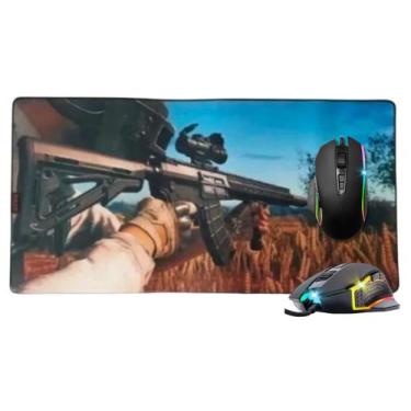 Imagem de Kit Mouse Gamer 6 Botões 4800 DPI Led RGB e Mouse Pad Extra Grande 80x