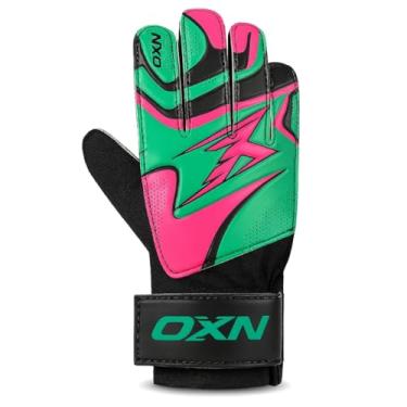 Imagem de Luva Goleiro Futebol OXN Látex Aderente Grip Corte Negativo Ajustável Tamanho Adulto e Infantil Junior Criança Masculino Feminino Profissional Jogo Campeonato (Verde, 8)