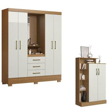 Imagem de Guarda Roupa Solteiro Paris 2045150 E Armário Multiuso Florença 2000199 Atacama Off White - Aramóveis