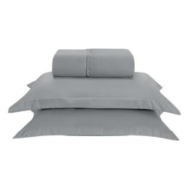 Imagem de Jogo de Lençol Basic Percal 300 fios Casal 3 Peças Cinza - Home Fernan