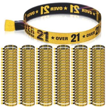 Imagem de AmazingSpark Pacote com 100 pulseiras douradas com mais de 21 pulseiras de tecido descartáveis à prova d'água para eventos, shows, eventos esportivos, festas VIP, festas de aniversário, entrada de