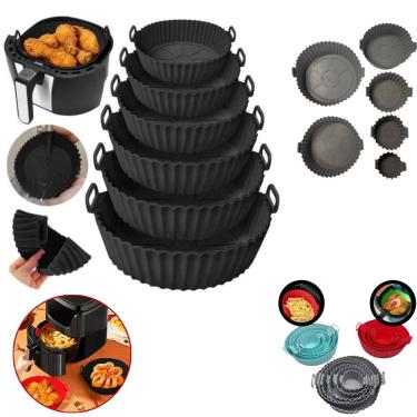 Imagem de Kit Conjunto 6 Peças de Forma de Silicone Assadeira Airfryer Antiaderente Forro Reutilizàvel 