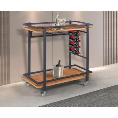 Imagem de Carrinho Bar Espanha Industrial Gourmet Com Rodízios - Aqui Decore