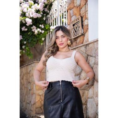 Imagem de Blusa Modal Cropeed Regata Feminina Basica Estilo Blogueira Ondas - Vi