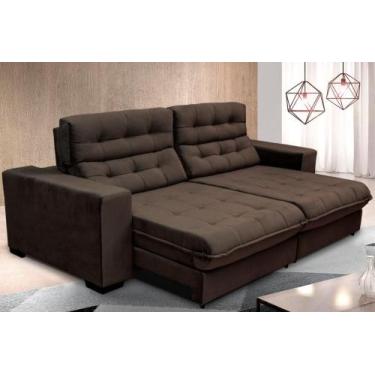 Imagem de Sofá Retrátil e Reclinável 2,50m Suede New California Marrom Café - So