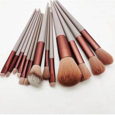 Imagem de Conjunto de 13 Pincéis de Maquiagem Profissionais com Cabo Bicolor, Cerdas Sintéticas Macias, Estojo de Veludo