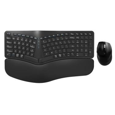 Imagem de Teclado e mouse sem fio Combo EDJO Ergonômico Recarregável