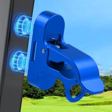 Imagem de MAGOLFIN Pacote com 2 clipes magnéticos de suporte de golfe para carrinho de golfe com design de gancho, suporte de carrinho de golfe de liga de alumínio com aderência segura e alça de gancho e laço