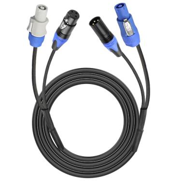 Imagem de XMSJSIY PowerCon/XLR Power Audio Combo Link Cable 16AWG 3 pinos PowerCon AC entrada para saída e 22 AWG XLR macho para fêmea cabo de combinação de áudio para luz de palco, áudio vídeo e mais -1,5 m
