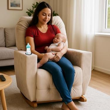 Imagem de Poltrona de Amamentação Balanço Antonella Puff BegeClaro