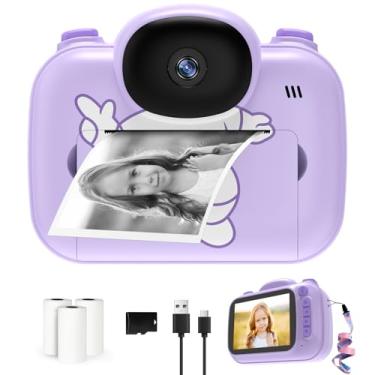 Imagem de Câmera infantil de impressão instantânea para crianças, câmera infantil portátil que imprime fotos, câmera digital instantânea para crianças, brinquedo 3, 4, 5, 6, 7, 8, 9, 10 anos, presente de