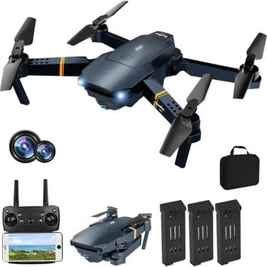 Imagem de MOCVOO Drones com câmera para adultos, quadricóptero RC dobrável, brinquedos de helicóptero, drone de vídeo FPV 1080p para iniciantes, 2 baterias, estojo de transporte, partida com uma tecla, retenção