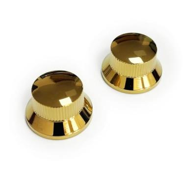Imagem de OVSAL 2 Peças De Botões Controle Volume E Tom Guitarra Elétrica, Reposição Metal Para Fender Strat Telecaster Jazz Gibson (Dourado)