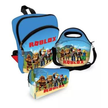 Imagem de Kit Escolar Mochila + Lancheira + Estojo Roblox Vermelho - Criarte Pre
