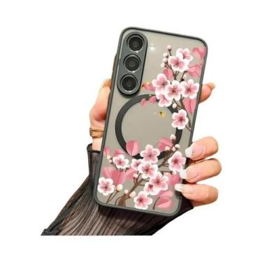 Imagem de Capa De Telefone Magnética Floral Com Magsafe Fosca Para Samsung Galax