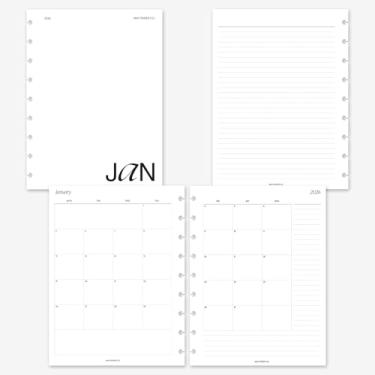 Imagem de Agenda clássica Happy Planner 2026 mês em duas páginas mensais com agenda de anotações para 9 discos 19 x 23 cm (meses separáveis, início de segunda-feira)