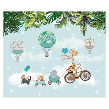 Imagem de Papel de Parede Adesivo Infantil Safari Balões Bebe Quarto Menino - 57