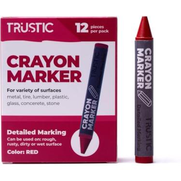 Imagem de Marcador universal de cera de cera para industrial e artesanato Marcação detalhada em madeira serrada caixa de metal cerâmica vidro concreto plástico pneu, 4 x 1/5.1 cm, pacote com 12 (vermelho)