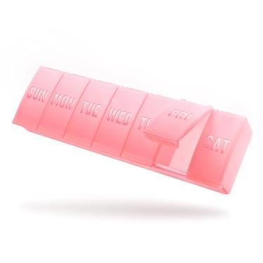 Imagem de Barhon Organizador de comprimidos semanal grande, estojo organizador de vitaminas para 7 dias, caixa de comprimidos de remédios de viagem para armazenar vários suplementos e óleo de peixe, rosa Sakura