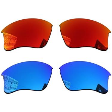 Imagem de Acefrog Lentes de reposição polarizadas de 1,5 mm para óculos de sol Oakley Flak Jacket XLJ OO9009, material atualizado, resistente a impactos - vermelho fogo e azul gelo polarizado - 1,5 mm