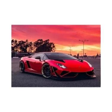 Imagem de Arte De Parede Em Lona De Carro Esportivo Lamborghini Vermelho, Decora