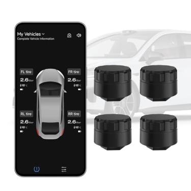 Imagem de Easesuper Sistema de monitoramento de pressão de pneu Bluetooth - Monitoramento de pressão de pneu em tempo real, IP67 - Sensor de monitoramento de pressão de pneu sem fio para carros, motocicletas
