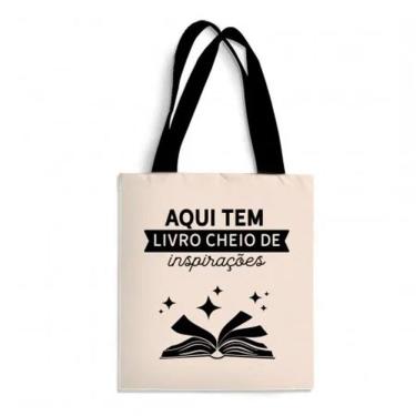 Imagem de Ecobag Média livro book algodão sustentável cru ou preta kindle capa presente natal dia dos professores