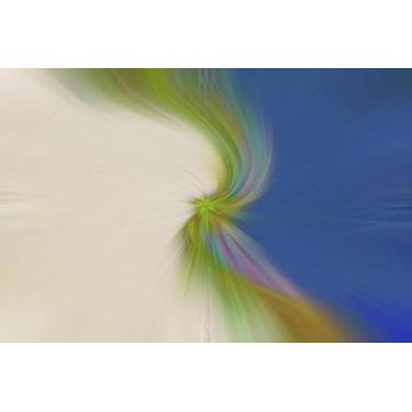 Imagem de Quadro Decorativo com Estampa Beige Green And Blue Floral Waves Abstract 50 x 50 Papel 1 unidade