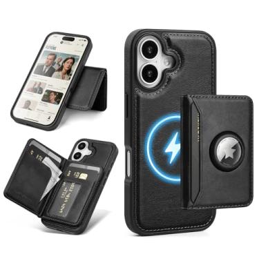 Imagem de Antsturdy Compatível com MagSafe 2 em 1 Capa Magnética Destacável para iPhone 17 com Suporte AirTag, Homens Mulheres Couro PU Bloqueio RFID Compartimento para Cartão de Crédito Slots Capa Flip