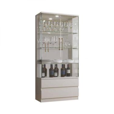 Imagem de Cristaleira 2 Portas Vidro 2 Gavetas Diamante Off White