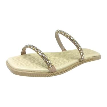 Imagem de Chinelo Rasteiro Feminino Pedrarias Slide Conforto Moleca