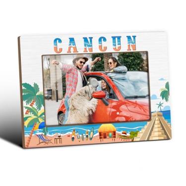 Imagem de Molduras de Cancun, lembranças de Cancun, moldura de mesa para férias em família, lua de mel, casamento, cruzeiro, suprimentos decorativos de mesa de escritório em casa, exibição de mesa, decorações