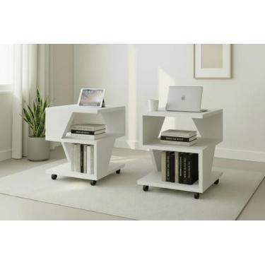 Imagem de Kit com 2 Mesa de Cabeceira Spin para Quarto Casal Poquema - Poquema M