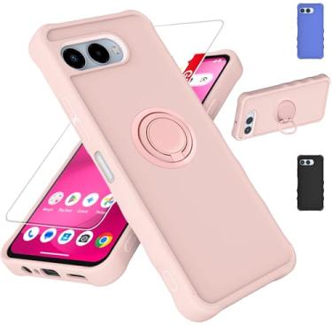 Imagem de jioeuinly Capa para celular T-Mobile Revvl 8 compatível com Revvl 8 [com protetor de tela de vidro temperado][ super proteção de 2 mm [suporte de anel] Rosa