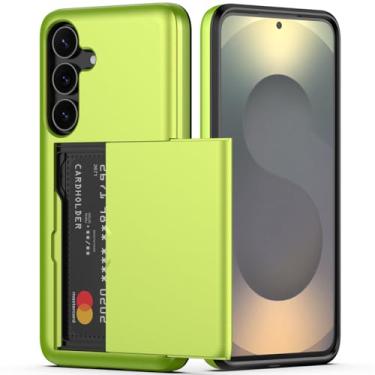 Imagem de Nvollnoe Capa para Samsung Galaxy S25 FE com suporte para cartão, camada dupla, capa protetora resistente, compartimento oculto para cartão, capa carteira fina para Samsung S25 FE de 16,7 cm (verde