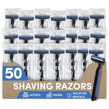 Imagem de 1-Shoppe All-in-Kit Navalha De Barbear De Lâmina Dupla, Embalada Individualmente, Descartável Para Hotéis E Hospitalidade, Caixa Com 50 Unidades
