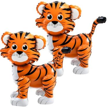 Imagem de Simgoing 2 Pack 3D Tiger Balloon Jungle Safari Animal Birthday Party Decorations Circus Forest Zoo Theme Baby Shower Birthday Party Supplies