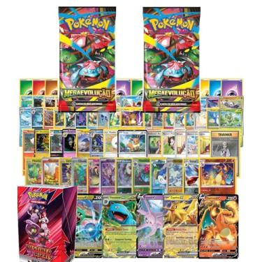 Imagem de 40 Cartas Pokemon Nenhuma Repetida + 2 Boosters Pokémon Lacrados Megaevolução