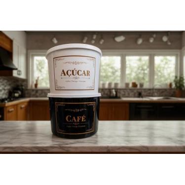 Imagem de Kit 2 Peças Jogo De Mantimentos Café Açúcar Vintage 2 Litros Plastico 