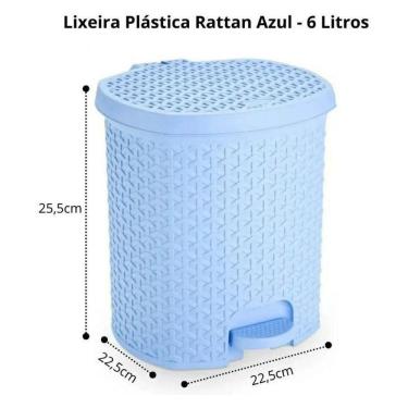 Imagem de Lixeira Com Pedal 6 Litros - Talhada Em Rattan - Azul